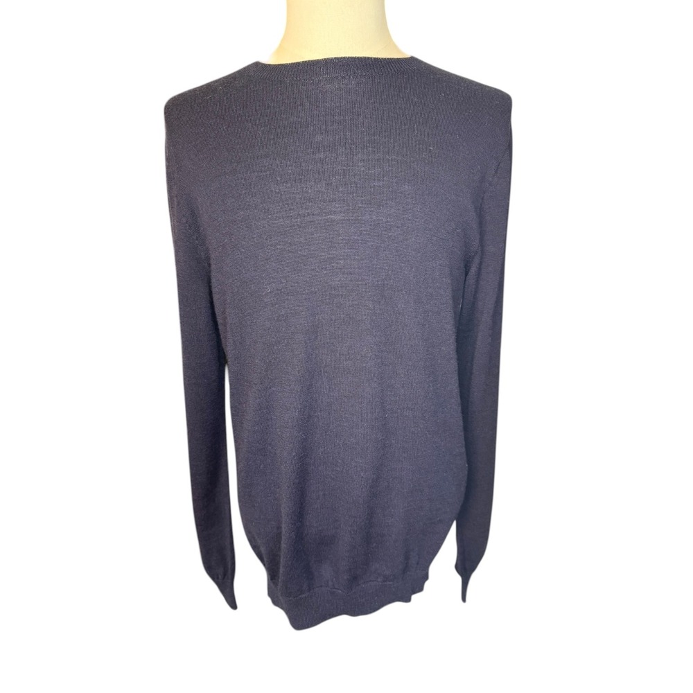 AG Adriano Goldschmied Mens Navy Blue Cotton Blend Crewneck‎ Sweater Small